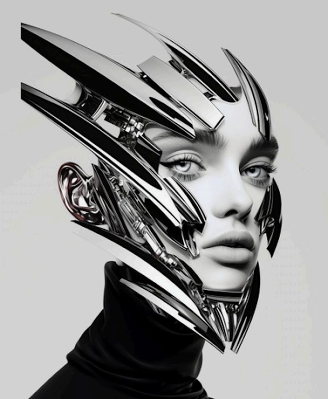 Vertical Herizon visual identity - liquid chrome portrait